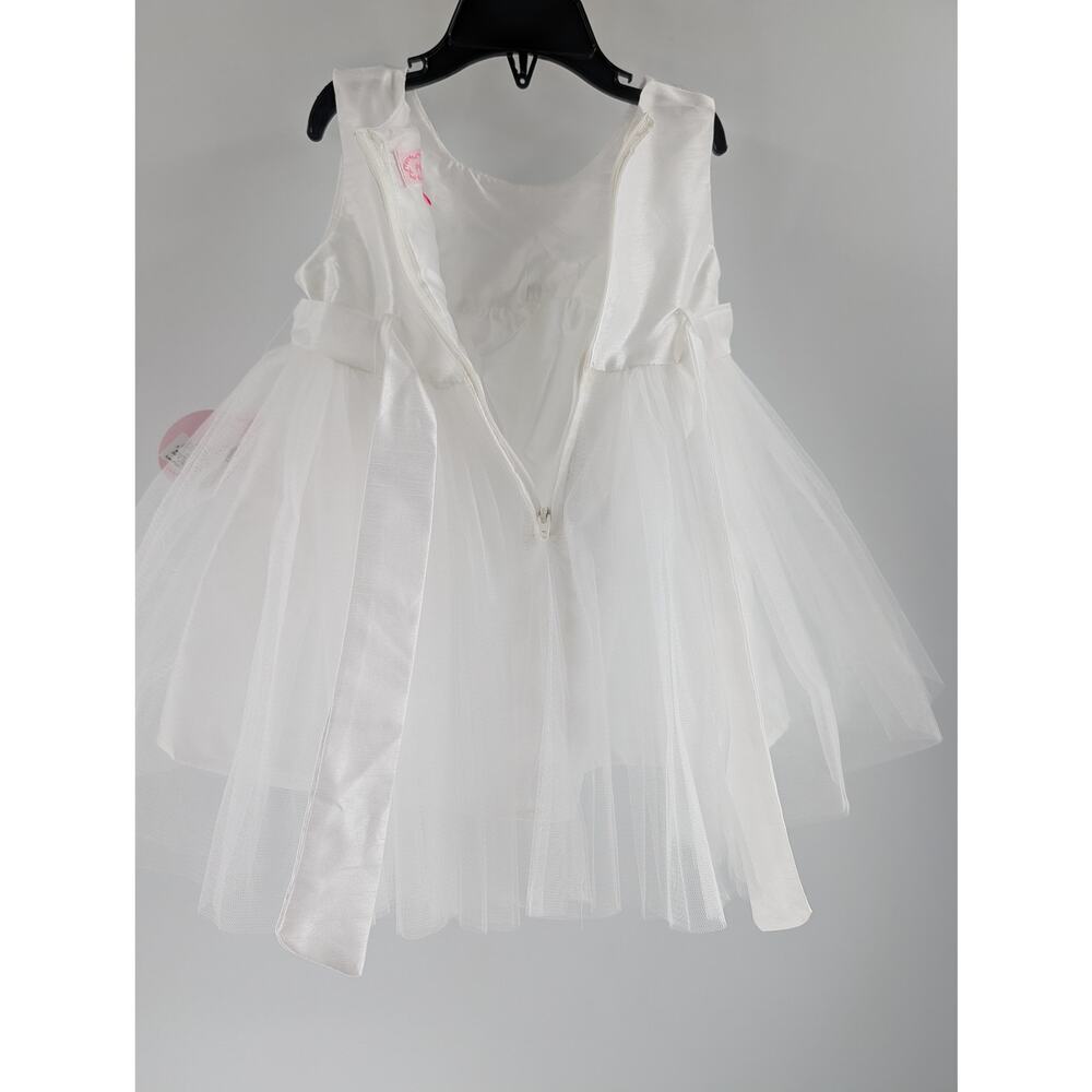 Popatu White Rosette Tulle Dress Flower Girl Fancy Size 18 Months - Picture 8 of 12